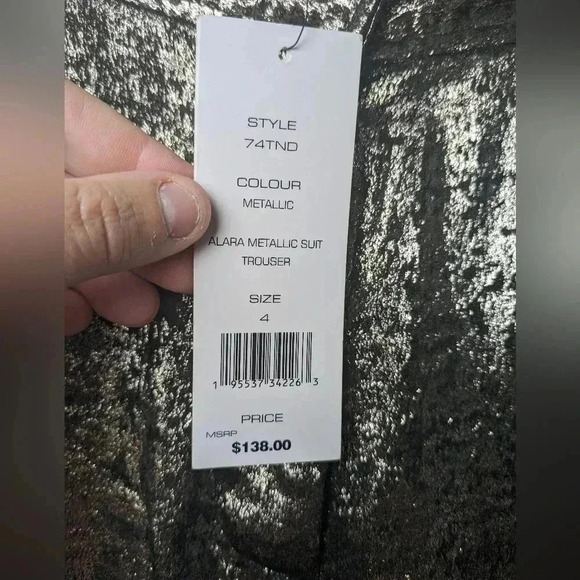 NWT !! French Connection Women’s Alara Molten Metallic Suit Trousers  SIZE 4 - Picture 11 of 15